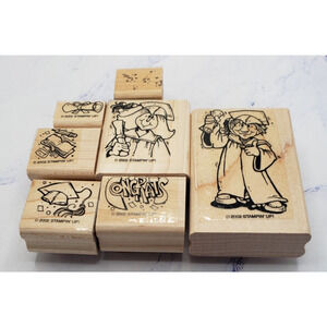 Stampin Up Great Graduation 7 Piece Wood Mounted Rubber Stamp Set